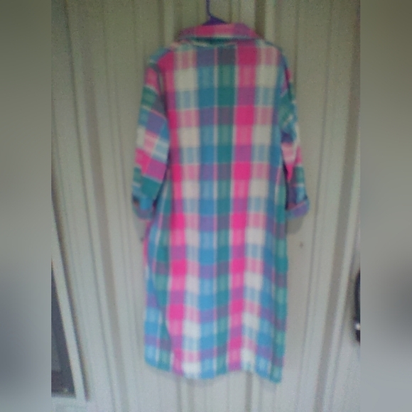 Women's Madras Plaid Midi House Dress Size Large Seersucker Preppy - Picture 4 of 5